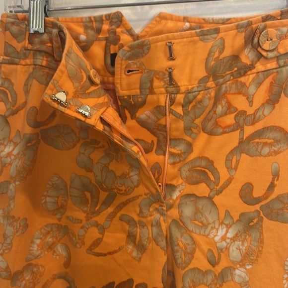 ETCETERA ORANGE FLORAL PATTERN PANTS SIZE 2 CUFFED HEM STRAIGHT LEG - Picture 4 of 7